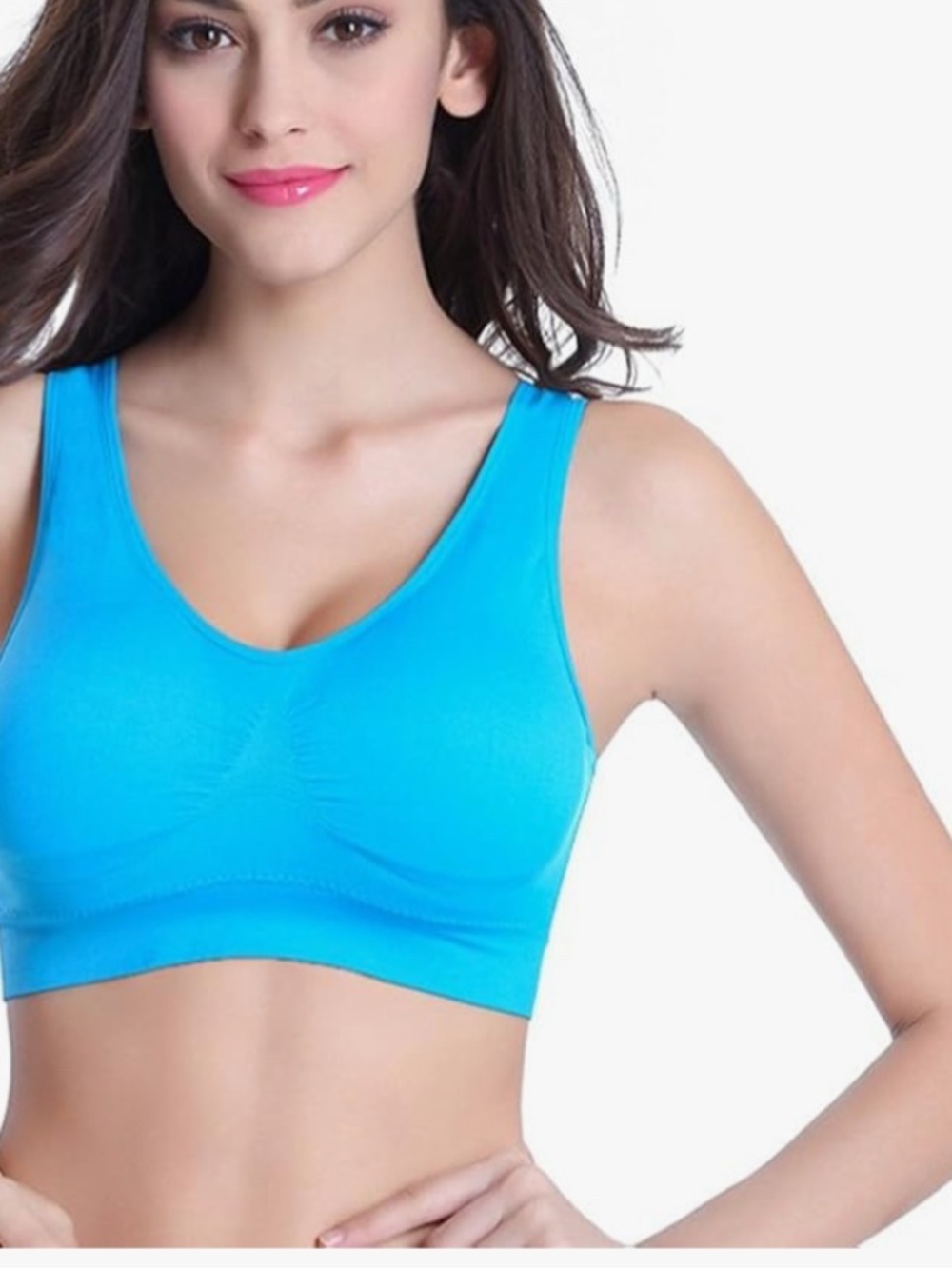 Seamless Light Blue Sports Bra - Comfortable Support